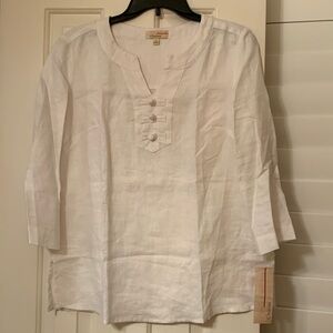100% white linen top